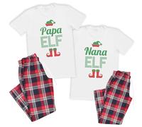 The Gift Project Papa Elf & Mama Elf - Pyjamas & Bottoms - Create Your Own Personalised Set - (Sold Separately) White