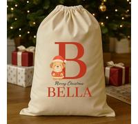 The Gift Project Personalised Christmas Santa Paws Standing Initial and Name - Christmas Dog Santa Sack