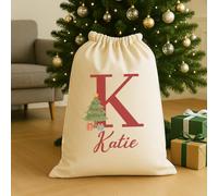 The Gift Project Personalised Christmas Tree Initial and Name - Christmas Santa Sack
