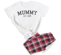 The Gift Project PERSONALISED Mummy EST - Pyjamas - Top & Tartan PJ Bottoms Multicoloured