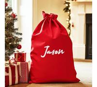 The Gift Project Personalised Name in Scripted White - Christmas Santa Sack