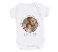 The Gift Project PERSONALISED Our First Father's Day Together, Circular Photo & Text - Baby Outfit
