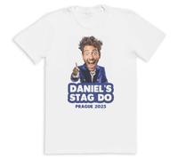 The Gift Project Personalised Photo Face & Velvet King Body - Stag Do T-Shirt - Matching Fun Stag Do Top - Stag Party