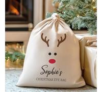 The Gift Project Personalised Reindeer Name Chrsitmas Eve Bag - Christmas Eve Sack