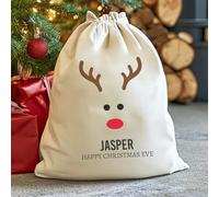 The Gift Project Personalised Reindeer Name Happy Christmas Eve - Christmas Eve Sack