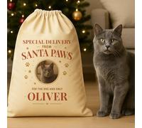 The Gift Project PERSONALISED Special Delivery From Santa Paws - Christmas Cat Santa Sack