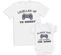 The Gift Project Player Two Has Entered The Game & Levelled to Daddy - Matching Set - Create Your Own Personalised Set - (Sold Separately) White