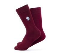 The Gift Scholars Aston Villa FC Official Mens Dress Socks - Solid Claret with Sky Blue Lion Crest, Luxury Smart Fashion Socks, Size UK 7-11