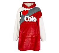 The Gift Scholars Coca-Cola Officially Licensed 'I Love Coke' Oversized Sherpa Fleece Hoodie - Ultra-Soft, Cozy Wearable for Adult Fans of Coke