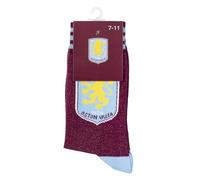 The Gift Scholars Officially Licensed Aston Villa Crest Claret Casual Socks for Men & Women | Adult Size Sport Villans Fan Merchandise 7-11