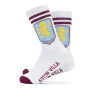 The Gift Scholars Officially Licensed Aston Villa Crest White Sports Socks for Men & Women | Adult Size Sport Villans Fan Merchandise 4-7
