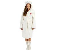 The Gift Scholars Officially Licensed Coca-Cola Polar Bear Dressing Gown - Cosy White Sherpa Fleece Hooded Robe (Unisex)- Adults 2XL