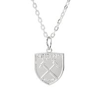 The Gift Scholars Officially Licensed West Ham United FC Crest Pendant Necklace, Silver Plated Chain, Men's WHUFC Jewellery