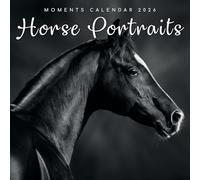 The Gifted Stationary 2026 Square Wall Calendar, Horse Portraits, 16-Month Black and White Photos Theme Hanging Calendar with 180 Reminder Stickers, Month Planner for Home, Creative Spaces, 12x12 In