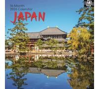 The Gifted Stationary 2026 Square Wall Calendar, Japan, 16-Month Passport Collection Theme Hanging Calendar with 180 Reminder Stickers, Month Planner for Home, or Creative Spaces, 12x12 In