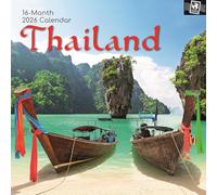 The Gifted Stationary 2026 Square Wall Calendar, Thailand, 16-Month Passport Collection Theme Hanging Calendar with 180 Reminder Stickers, Month Planner for Creative Spaces, 12x12 In