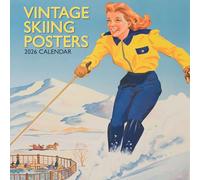 The Gifted Stationary 2026 Square Wall Calendar, Vintage Skiing Posters, 16-Month Arts & Antiques Theme Hanging Calendar with 180 Reminder Stickers, Month Planner for Creative Spaces, 12x12 In