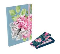 The Gifted Stationery Co. Ltd. Flutter A5 Notebook & Pen Set, Floral Butterfly Design, Lined Journal with 2 Matching Pens, Gift Box Presentation