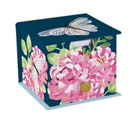 The Gifted Stationery Co. Ltd. Flutter Memo Cube with Drawer - Decorative Desk Memo Pad Holder with 400 Paper Sheets - Floral & Butterfly Note Cube for Office, Home Desk or Study Organisation