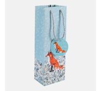 The Gifted Stationery Co. Ltd. Foxy Tales Bottle Gift Bag with Tag - Decorative Fox Design Wine Gift Bag with Ribbon Handles (350 x 120 x 90mm) - For Wine, Champagne & Bottled Gifts