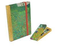 The Gifted Stationery Co. Ltd. Klimt A6 Notebook & Pen Set, Floral Garden Design, Lined Journal with 2 Matching Pens, Gift Box Presentation