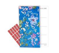 The Gifted Stationery Co. Ltd. TGSC 2027 Pocket Diary with Planner Stickers, Wild Cobalt Floral, Week to View Journal with Ribbon Marker, Hardback Casebound Notebook for Men and Women, 176 x 86 mm