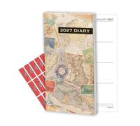 The Gifted Stationery Co. Ltd. TGSC Antique Maps 2027 Pocket Diary with Planner Stickers, Week to View Journal with Ribbon Marker, Hardback Casebound Notebook for Men and Women, 176 x 86 mm