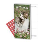 The Gifted Stationery Co. Ltd. TGSC Cute Kittens 2027 Pocket Diary with Planner Stickers, Week to View Journal with Ribbon Marker, Hardback Casebound Notebook for Men and Women, 176 x 86 mm