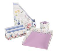 The Gifted Stationery Co. Ltd. Wild Harmony 4 Piece Desk Organiser Set - Floral Office Desk Tidy with Magazine Holder, Letter Rack, Filing Tray & Pencil Pot (255 x 320 x 105mm)