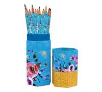 The Gifted Stationery Pencil Set - Queen Bee. 12 Pack Of Presharpened HB Pencils With Aesthetic Case, Wooden Lead Pencils For Sketching And Writing. Ideal For School And Office Use