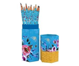 The Gifted Stationery Pencil Set - Queen Bee. 12 Pack Of Presharpened HB Pencils With Aesthetic Case, Wooden Lead Pencils For Sketching And Writing. Ideal For School And Office Use