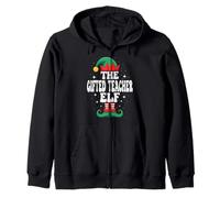 The Gifted Teacher Elf Funny Christmas Matching Family Zip Hoodie