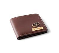 THE GIFTICIAN Personalized PU Leather Wallet for Men’s I Customized Slim Stylish Purse with Name & Charm I Affordable & Unique Birthday Anniversary Gift for Men Boy Love Father Husband Brother, Brown