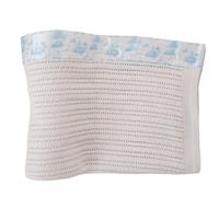 The Gilded Bird Baby Cellular Blanket for Pram 100cm x 75cm, Organic Cotton, Super Soft Fibres, Machine Washable - Spring Toile Blue
