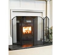 "The Gillingham" Extra Large Black Four Fold Fireguard Fire Screen - Classic Style Mesh Guard for Log Burners & Open Fires - Spark & Debris Protection