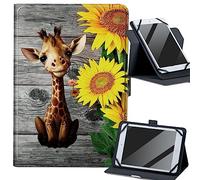The Giraffe Sunflower Universal 9.0-10.5 inch Tablet Case, 360 Degree Rotating Kickstand Multi Angles Viewing Cover PU Leather Tablet Protector Case for 9.0-10.5 inch Touchscreen Tablet