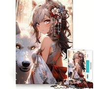 The Girl And The Wolf Jigsaw Puzzles 1000 Piece for Adults Mental Logic Toy Peaceful Fun Firm Cut Cherished Gift (38x52cm)