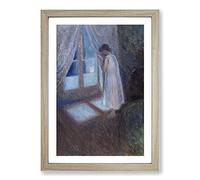 The Girl by The Window by Edvard Munch Framed Print | A2 Oak Framed Wall Art | Ready to Hang | Modern Nature Picture | Living Room Bedroom Lounge Office