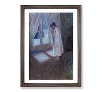 The Girl by The Window by Edvard Munch Framed Print | A2 Walnut Framed Wall Art | Ready to Hang | Modern Nature Picture | Living Room Bedroom Lounge Office