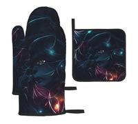 The Girl In The Dreamoven Glove And Pot Holder 3 Piece Set, &Heat Resistant And Insulated Kitchen Oven Gloves For Cooking.