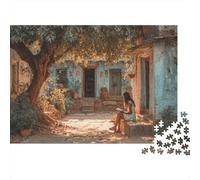 The Girl Is Reading in The Courtyard of A Rural School 1000pcs (75x50cm) Erwachsenenpuzzle - Erwachsenenpuzzle DIY-Puzzlespielzeug