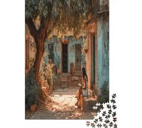 The Girl Is Reading in The Courtyard of A Rural School,Puzzles Gemusterte Nachhaltige Puzzles Für Erwachsene Hochwertige Holzspielpuzzles 38x26cm/1000pcs
