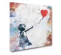 The Girl with a Red Balloon Canvas Print | Gallery Wrapped 30mm Frame Wall Art | 14x14 inches | Ready to Hang | Abstract People Picture | Living Room Bedroom Lounge Office