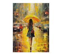 The Girl with Umbrella Colourful Wooden Jigsaw Puzzle for Adults, 500 PCS