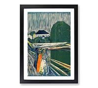 The Girls On The Bridge by Edvard Munch Framed Print | A2 Black Framed Wall Art | Ready to Hang | Modern Cityscape Picture | Living Room Bedroom Lounge Office