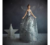 The Gisela Graham Silver Glitter Fairy Tree Topper - Small