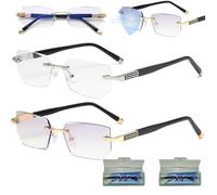 The Glasses That Change Everything, Precision Vision Aid Tool - Adjustable Focus Assist, Intelligent Auto Focus Glasses Self Adjusting Anti Blue Light Glass-es for Reading Eye Glass (2pc Mix,+2.0)