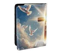 The Glorious Cross and The Holy Book Printed Passport Holder,Travel Pu Leather Passport Cover Case Organiser for Men Women,6.5 Inch