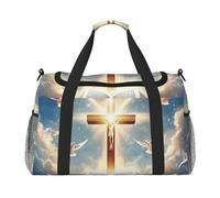The Glorious Cross and The Holy Book Waterproof Weekender Bags Duffel Bag Large Carry On Hand Luggage Bags Foldable Tote Bag for Travel Sports Gym Dance