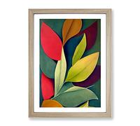 The Glorious Leaves Framed Print | A2 Oak Framed Wall Art | Ready to Hang | Modern Floral Picture | Living Room Bedroom Lounge Office